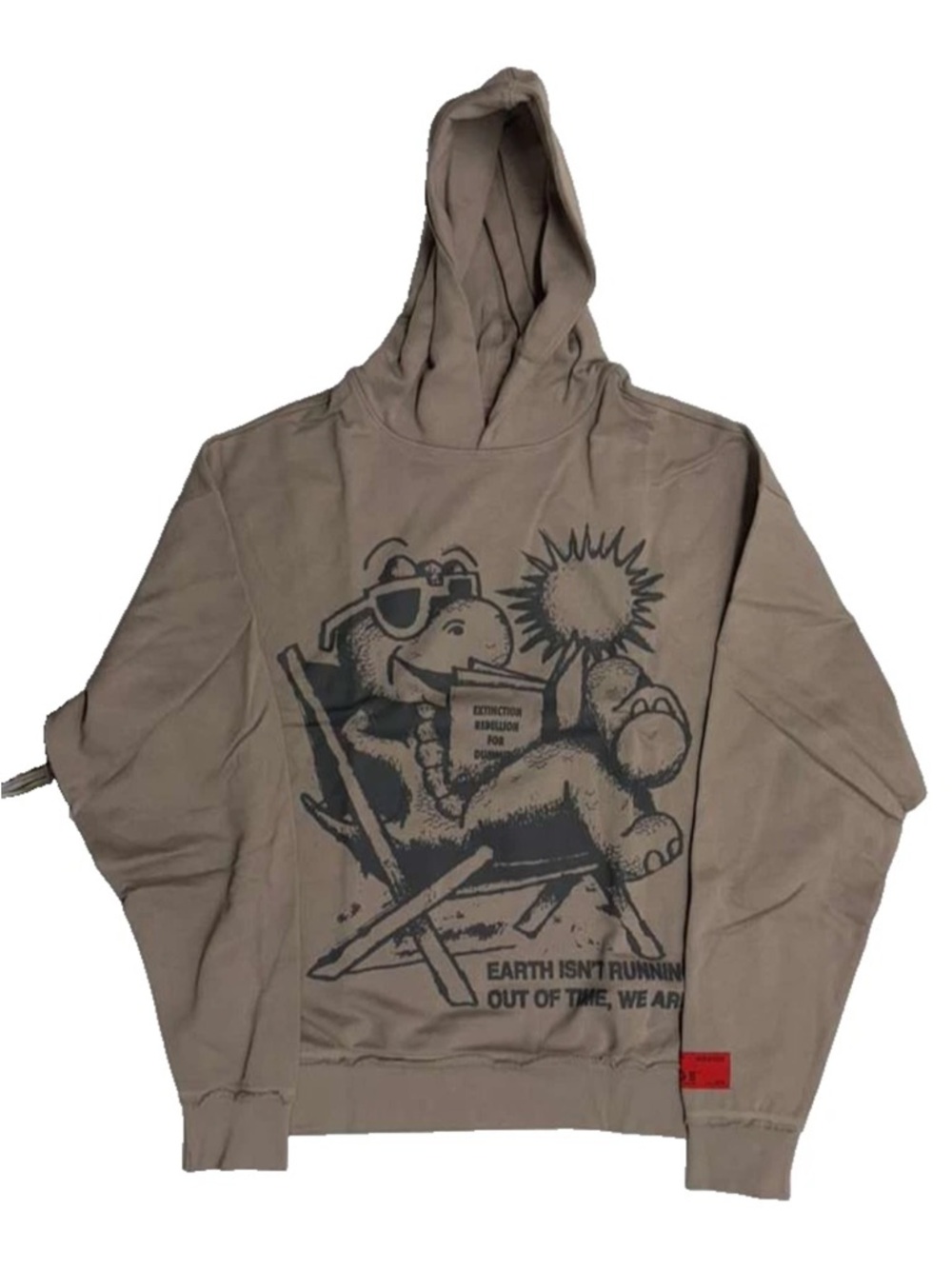 CHNGE Taupe Earth Time Graphic Hoodie with Black Print